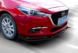 For 2014-2018 Mazda 3 Axela Unpainted Matte Black Front Bumper Body Splitter Spoiler Lip 3PCS