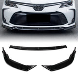 For 2020-2021 Toyota Corolla L / XLE Painted Black Front Bumper Body Splitter Spoiler Lip 3PCS