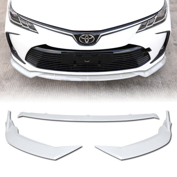 For 2020-2021 Toyota Corolla L / XLE Painted White Front Bumper Body Splitter Spoiler Lip 3PCS