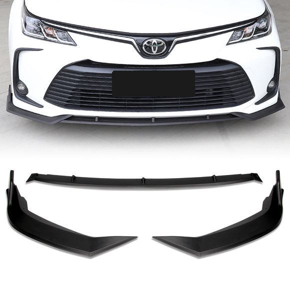 For 2020-2021 Toyota Corolla L / XLE Unpainted Matte Black Front Bumper Body Splitter Spoiler Lip 3PCS