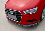 For 2017-2020 Audi A3 Carbon Look Front Bumper Body Splitter Spoiler Lip 3PCS