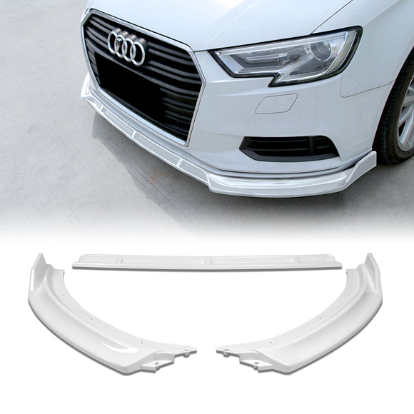 For 2017-2020 Audi A3 Painted White Front Bumper Body Splitter Spoiler Lip 3PCS