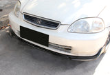For 1996-1998 Honda Civic JDM CS-Style Unpainted Matte Black Front Bumper Body Splitter Spoiler Lip 3PCS