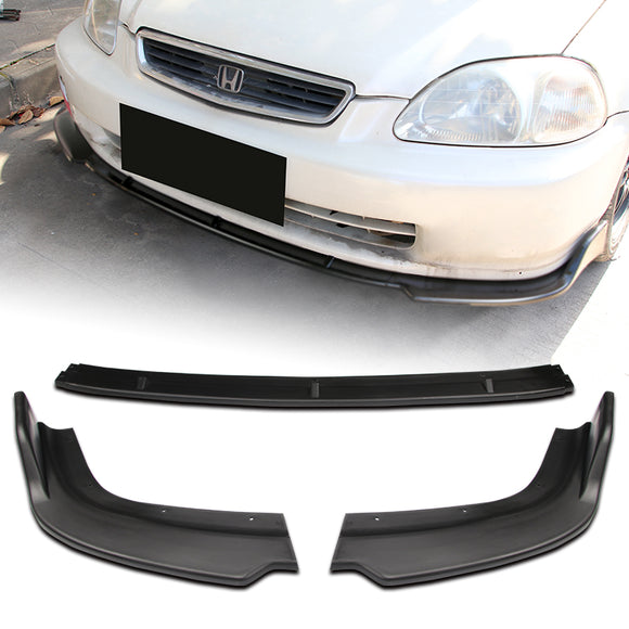 For 1996-1998 Honda Civic JDM CS-Style Unpainted Matte Black Front Bumper Body Splitter Spoiler Lip 3PCS
