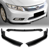 For 2012 Honda Civic 4DR 9Th JDM CS-Style Painted Black Front Bumper Body Splitter Spoiler Lip 3PCS