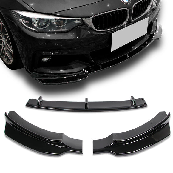 For 2014-2019 BMW 428i 430i 440i F32 F33 F36 B-Style M-Sport Painted Black Front Bumper Body Splitter Spoiler Lip 3PCS