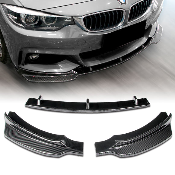 For 2014-2019 BMW 428i 430i 440i F32 F33 F36 B-Style M-Sport Carbon Look Front Bumper Body Splitter Spoiler Lip 3PCS