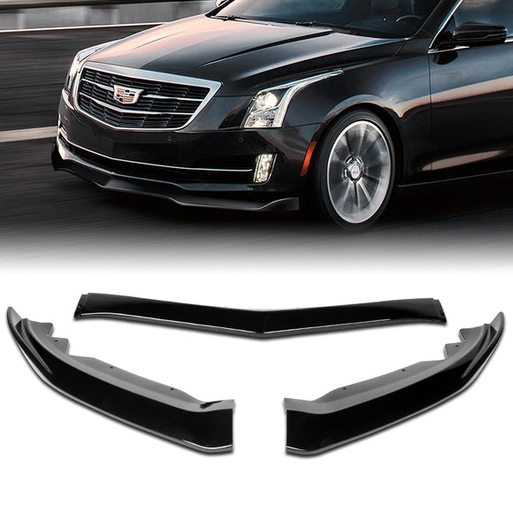 For 2015-2018 Cadillac ATS Painted Black Front Bumper Body Splitter Spoiler Lip 3PCS