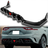 For 2018-2023 Kia Stinger Rear Bumper Diffuser Lip W/LED Light -Real Carbon Fiber