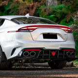 For 2018-2023 Kia Stinger Rear Bumper Diffuser Lip W/LED Light -Real Carbon Fiber