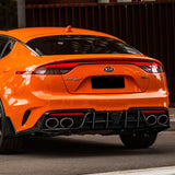 For 2018-2023 Kia Stinger Rear Bumper Diffuser Lip W/LED Smoke Light -Real Carbon Fiber