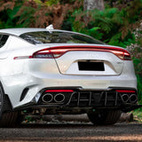 For 2018-2023 Kia Stinger Rear Bumper Diffuser Lip W/LED Smoke Light -Real Carbon Fiber