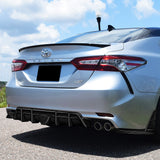For 2018-2024 Toyota Camry SE XSE Rear Bumper Diffuser Lip W/LED Smoke Light -Real Carbon Fiber