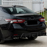 For 2018-2024 Toyota Camry SE XSE Rear Bumper Diffuser Lip W/LED Smoke Light -Real Carbon Fiber