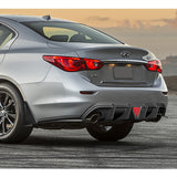 For 2014-2017 Infiniti Q50 Rear Bumper Diffuser Lip W / LED Light -Unpainted Matte Black