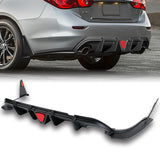 For 2014-2017 Infiniti Q50 Rear Bumper Diffuser Lip W / LED Light -Unpainted Matte Black