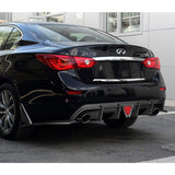 For 2014-2017 Infiniti Q50 Rear Bumper Diffuser Lip W / LED Light -Unpainted Matte Black