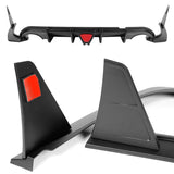 For 2014-2017 Infiniti Q50 Rear Bumper Diffuser Lip W / LED Light -Unpainted Matte Black