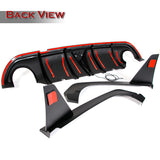 For 2014-2017 Infiniti Q50 Rear Bumper Diffuser Lip W / LED Light -Unpainted Matte Black