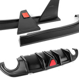For 2014-2017 Infiniti Q50 Rear Bumper Diffuser Lip W / LED Light -Unpainted Matte Black