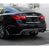 For 2014-2017 Infiniti Q50 Rear Bumper Diffuser Lip W / Smoke LED Light -Unpainted Matte Black