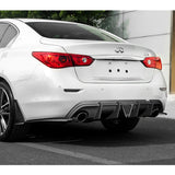 For 2014-2017 Infiniti Q50 Rear Bumper Diffuser Lip W / Smoke LED Light -Unpainted Matte Black