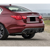 For 2014-2017 Infiniti Q50 Rear Bumper Diffuser Lip W / Smoke LED Light -Unpainted Matte Black