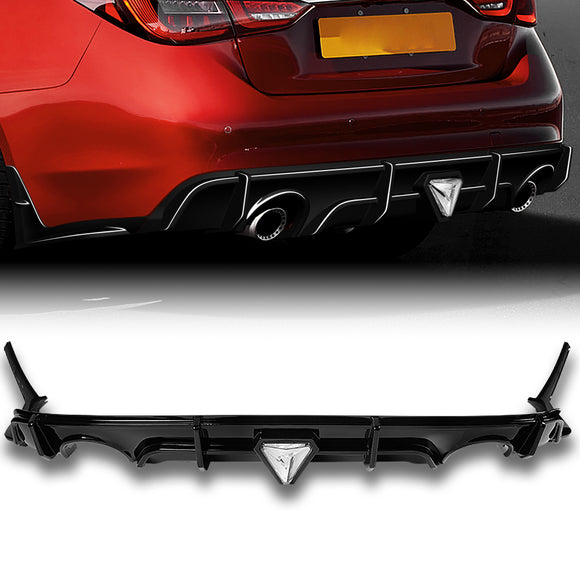 For 2018–2024 Infiniti Q50 3D LED Rear Diffuser with Corner Extensions -Painted Black
