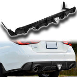 For 2018–2024 Infiniti Q50 3D LED Rear Diffuser with Corner Extensions -Unpainted Matte Black