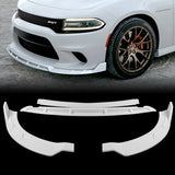 For 2015-2023 Dodge Charger SRT-Style Painted White Front Bumper Splitter Spoiler Lip 4-PCS