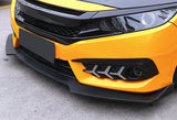 For 2016-2021 Honda Civic 10th Matte Black Front Bumper Splitter Spoiler Lip 3PCS
