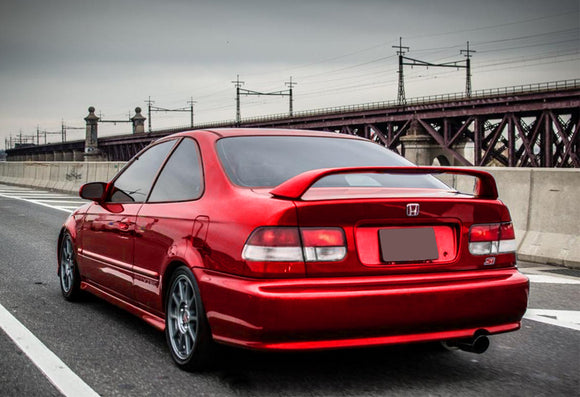 Rear Trunk Lip Spoiler Wing For 1996-2000 Honda Civic Coupe 2-Door With LED Brake Light -ABS Painted Red