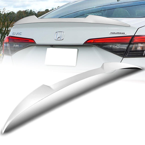 W-Power ABS V-Style Rear Trunk Lip Spoiler Wing For 2022-2025 Honda Civic Sedan -Pearl White