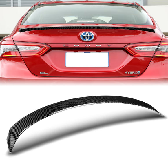 W-Power ABS OE-Style Rear Trunk Lip Duckbill Spoiler Wing For 2018-2024 Toyota Camry Sedan -Carbon Fiber Look