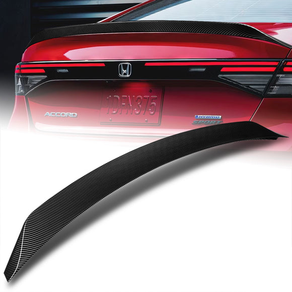 W-Power ABS OE-Style Rear Trunk Lip Duckbill Spoiler Wing For 2023 - 2025 Honda Accord 4DR/Sedan -Carbon Fiber Look