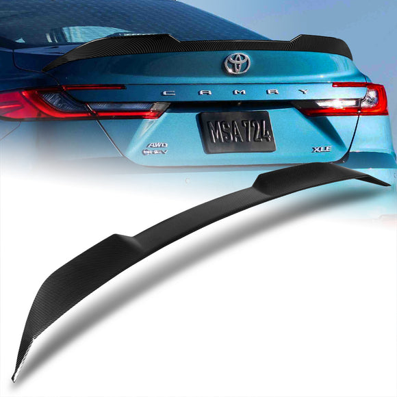 W-Power ABS V-Style Rear Trunk Lip Duckbill Spoiler Wing For 2025 - 2027 Toyota Camry -Carbon Fiber Look