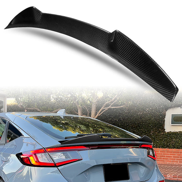 V-Style Rear Trunk Lip Spoiler Wing For 2022-2025 Honda Civic Hatchback -Real Carbon Fiber