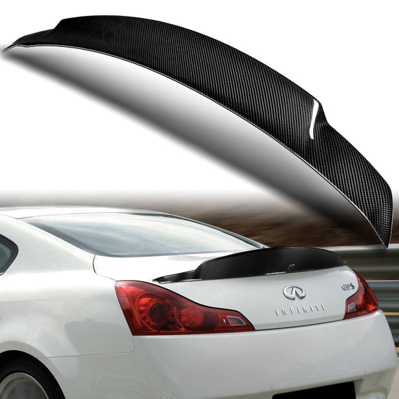 STP-Style Rear Trunk Lip Duckbill Spoiler Wing For 2008-2013 Infiniti G37 2-DR / Coupe -Real Carbon Fiber