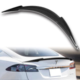 V-Style Rear Trunk Lip Spoiler Wing For 2012-2024 Tesla Model S -Real Carbon Fiber