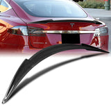 V-Style Rear Trunk Lip Spoiler Wing For 2012-2024 Tesla Model S -Real Carbon Fiber