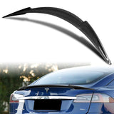 V-Style Rear Trunk Lip Spoiler Wing For 2012-2024 Tesla Model S -Real Carbon Fiber