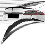 V-Style Rear Trunk Lip Spoiler Wing For 2012-2024 Tesla Model S -Real Carbon Fiber