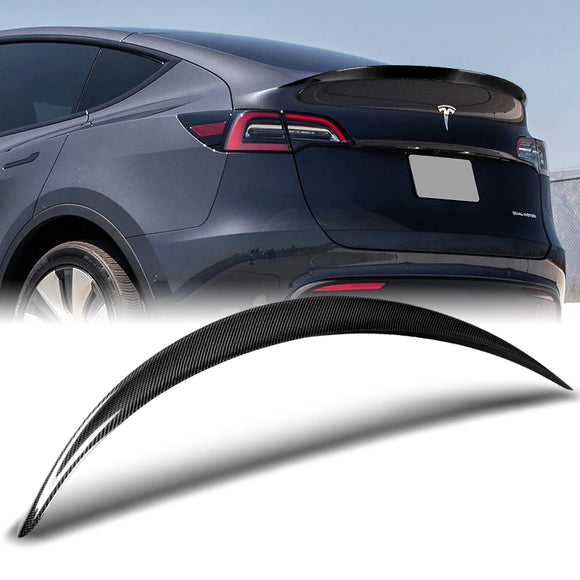 OE-Style Rear Trunk Lip Spoiler Wing For 2020-2024 Tesla Model Y -Real Carbon Fiber