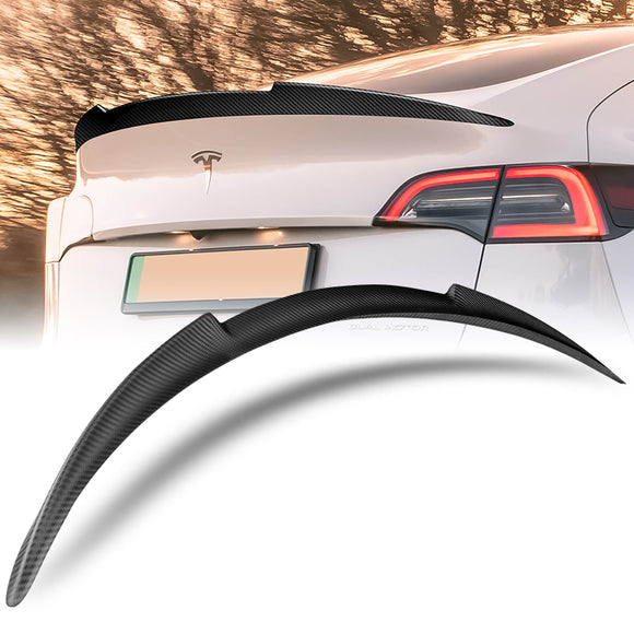 For 2020-2024 Tesla Model Y Matt Carbon Fiber V-Style Trunk Lid Spoiler Wing