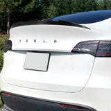 For 2020-2024 Tesla Model Y Real Carbon Fiber V-Style Trunk Lid Spoiler Wing