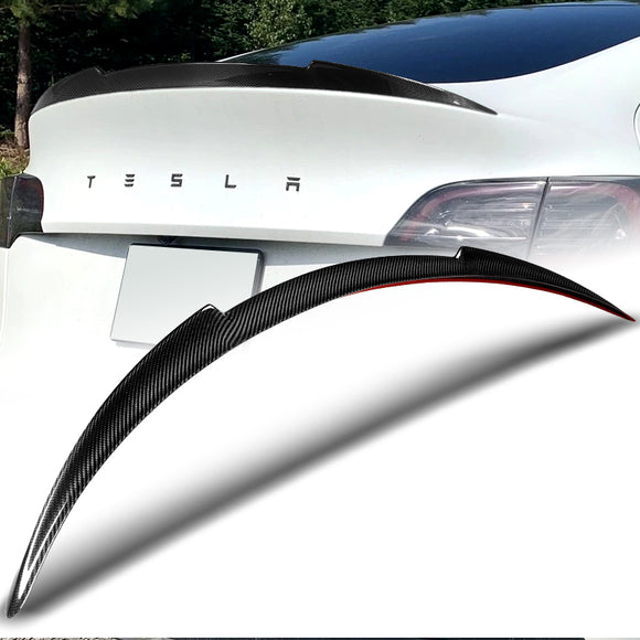 For 2020-2024 Tesla Model Y Real Carbon Fiber V-Style Trunk Lid Spoiler Wing