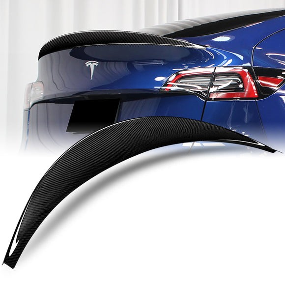 For 2020-2024 Tesla Model Y Real Carbon Fiber VIP-Style Trunk Lid Spoiler Wing