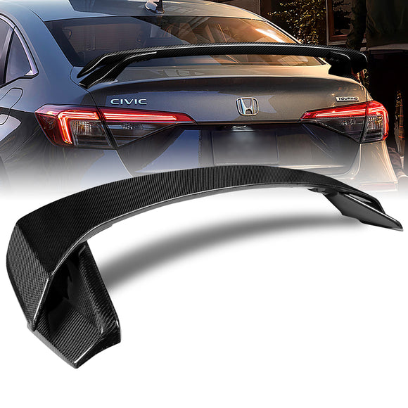 HP-Style Rear Trunk Lip Spoiler Wing For 2022-2025 Honda Civic Sedan -Real Carbon Fiber