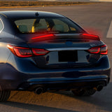 W-Power ABS STP-Style Rear Trunk Lip Duckbill Spoiler Wing with LED Sequential Light For 2014-2024 Infiniti Q50 - Carbon Fiber Look