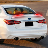 W-Power ABS STP-Style Rear Trunk Lip Duckbill Spoiler Wing with LED Sequential Light For 2014-2024 Infiniti Q50 - Pearl White
